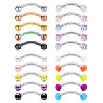 D.Bella 16G Stainless Steel Daith Rook Earring 8mm 10mm Curved Barbell Eyebrow Rings Piercing Jewelry for Women Men