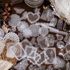 180 PCS Transparent Lace Stickers PET Transparent Photo Frame Decorative Stickers for Scrapbooking DIY Decoration Making Notebook Frame Album Handmade