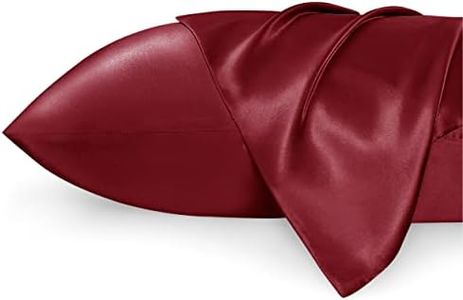Bedsure Satin Pillowcase for Hair and Skin - Similar to Silk Pillowcase, Cooling Pillow Cases 2 Pack with Envelope Closure, Gifts for Women, Queen & Standard Size 50x75 cm, Winery Red