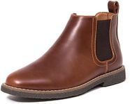 Deer Stags Boys' Zane Memory Foam Dress Comfort Chelsea Boot, Redwood/Dark Brown, 5 Medium US Big Kid