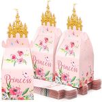 Frienda 50 Pcs Princess Castle Pink Party Favor Boxes Pink Princess Castle Candy Goodie Boxes Princess Theme Party Supplies for Princess Girl Kids Birthday Baby Shower Party Favors