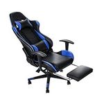 Panana Gaming Chair Racing Gas Lift Swivel High Back Ergonomic Chair with Lumbar Support & Footrest (Blue)