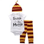 Baby Boys Girls Snuggle This Muggle Bodysuit and Striped Pants Outfit with Hat