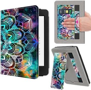 VORI Stand Case for Kindle Paperwhite (11th Generation-2021) and Kindle Paperwhite Signature Edition, PU Leather Case Smart Protective Cover with Auto-Wake/Sleep and Hand Strap (Mandala Floral)