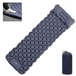 Camping Mat Inflatable Sleeping Mat with Built-In Foot Pump Camping Mattress Self Inflating Sleeping Pad Waterproof Camping Mat Single Camp Bed Mattress for Backpacking, Camping, Hiking (Navy Blue)