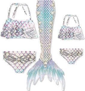 JQGBBOX Mermaid Tails for Swimming for Girls, Kids, and Adults Bikini Set Family Swimwear, 430, Small