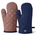 Encasa XO Heat Resistant Cotton Oven Gloves Mitts (2 Pc Set) - Quilted & Safe 18x30 cm - for Kitchen, Cooking & Baking, Grilling, Handling Hot Pots & Pans - Scotch Blue