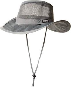 Panama Jack Mesh Crown Safari Sun Hat, 3" Brim, Adjustable Chin Cord, UPF (SPF) 50+ Sun Protection (Charcoal, Large)