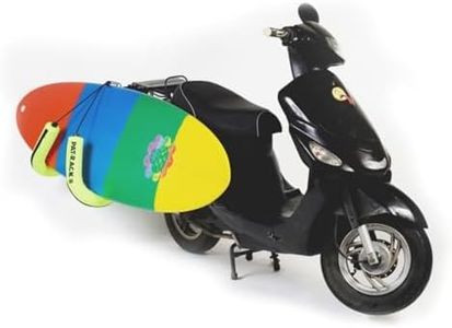 PAT RACKS Deluxe Motorcycle/Scooter Surfboard Rack (w/Luggage Rack) - 2 Arm Carrier, Thick Protective Foam, Adjustable Seat Post Attachment, Fast Easy Install - Shortboard, Skimboard, Bodyboard