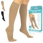 TruCompress Compression Stockings - 15- 20 mmHg for Varicose Veins - Ultra Sheer TED Style Hose for Women and Men - Knee High for Swelling, Soreness, Maternity, Pregnancy