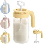 Papablic Glass Breastmilk Pitcher, Formula Mixing Pitcher with Mixing Handle Lid, Wide Mouth Mason Jar Mixer with Flip Locking Spout, Easy to Clean, BPA Free, Yellow