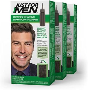 Just For Men Shampoo-In Color, Grey Hair Coloring for Men - Dark Brown, H-45 (3 Count)