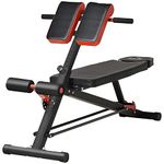 Soozier Adjustable Weight Bench Roman Chair Exercise Training Multi-Functional Hyper Extension Bench Dumbbell Bench Ab Sit up Decline Flat Black and Red