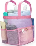 DV Lifestyle Mesh Shower Caddy Dorm, 7 Pockets & 1 with Zipper, Shower Tote with Padded Handles, Travel Portable, Shower Caddy College Room Essentials, Bathroom Shower Bag (Pink)