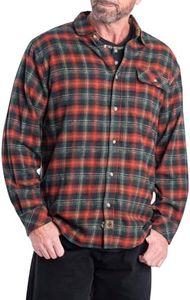 Legendary Whitetails Men's Buck Camp Flannel, Long Sleeve Plaid Button Down Casual Shirt, Corduroy Cuffs, Redwood Plaid, Medium