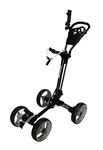 Qwik-Fold 4 WHEEL FOLDING PUSH PULL GOLF CART - FOOT BRAKE - ONE SECOND to OPEN & CLOSE! (Black/Charcoal)