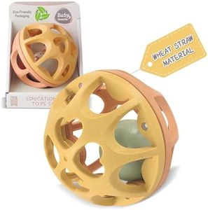 ROHSCE Sensory Rattle Balls Textured, Baby Teething Sensory Montessori Toys Soft Chew Toy with Rattles for Babies, Safe Wheat Straw Travle Toys, Developmental Newborn Baby Toys 6 to 12 Months