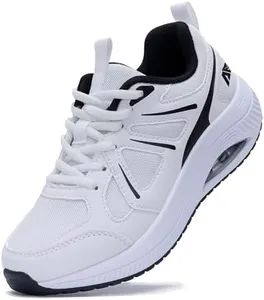 QAUPPE Womens Walking Shoes with Arch Support Athletic Orthotic Sneakers for Women Foot Pain Relief WhiteBlack US 7