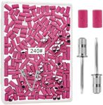 200 Pcs 240 Grit Sanding Bands for Nail Drill, Extra Fine Sanding Bands for Nail for Natural Nails Polishing and Shaping, Nail Sanding Bands, Nail Sanding Bands Set for Manicures Pedicures (Pink)