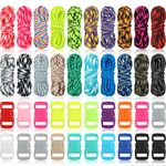 Paracord Kit Paracord Bracelets 550 Paracord Survival Rope Colorful Combo Random Crafting Kits 20 Colors Cord with Buckles for Making Bracelets Lanyard Keychain Dog Collar DIY Manual (Vivid Color)