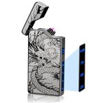Fathers Day Dad Gift: Electric Lighter USB Rechargeable, Electronic Arc Plasma Flameless Dragon Lighter Windproof and Portable for Outdoor Camping Hiking