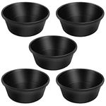 5 Pcs Rubber Feeder Pan, 4 Quart Durable Rubber Feed Pan, Resistant Horse Rubber Feed Bucket Dog Bowl Horse Feeder for Horses Goats Chicken Cats Dogs Dust Bath Container Animal Feeding