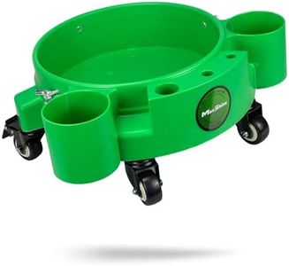 Maxshine 5 Gallon Rolling Bucket Dolly - Heavy-Duty With 5 Wheels, 2 Locking Casters, Organizer for Cleaning Compounds & Brushes - Detailing Accessory & Supplies - Green