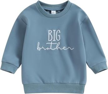 DOSYZTO Toddler Baby Girl Long Sleeve Ruffle Sweatshirt Tops Basic Solid Color Oversized Sweater Shirts Kid Fall Clothes, Brother Blue Sweatshirt, 12-18 Months