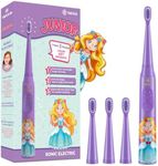 Vekkia Sonic Rechargeable Kids Electric Toothbrush, 3 Modes with Memory, Fun & Easy Cleaning, 24000 Strokes, IPX7 Waterproof, 2-Min Timer for Age 5+, 4 Soft Bristles(Purple)