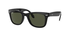 Ray-Ban RB4105 Folding Wayfarer Square Sunglasses, Black/G-15 Green, 54 mm