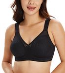 Lemorosy Full Coverage Non Padded Wireless Minimizer Bra Women's Plus Size Bras Comfort and Double Support for Large Bust(Black,38F)