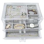 Acrylic Jewelry Box 3 Drawers, Velv