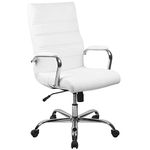 Flash Furniture GO-2286H-WH-GG High Back White Leather Executive Swivel Office Chair with Chrome Arms