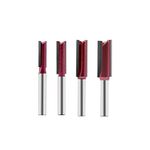 Malayas 4pcs Tungsten Carbide Double Flute Straight Router Bits Wood Router Bit 1/4" Shank Set for Woodworking Groove Chisel bits