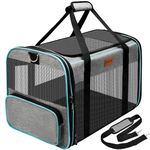 FURFUN Dog Carrier for Pets Up to 16 Lbs, Cat Carrier Soft Sided Mesh Pet Airline Approved Dog Travel Carrier Bag, Collapsible Cat Carrier Dog Carrier for Medium Cats Small Cats Dogs (Grey Small)