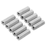 M6 Long Rod Nut Hex Coupling Nut Female Thread Straight Fitting Hex Rod Threaded Bar Rod Studding Hex Zinc Plated 10pcs(M6*30mm)