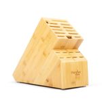 Shenzhen Knives 20 Slot Universal Knife Block: X-Large Bamboo Wood Knife Block Without Knives - Countertop Butcher Block Knife Holder and Organizer with Wide Slots for Easy Kitchen Knife Storage