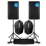 VONYX VSA15BT Active PA Speaker System Pair with Tripod Stands & Protective Bags - Portable DJ and Party Speakers Set, Perfect for Disco, DJ Setup, and Events, PA Speaker System, DJ Speaker Pair