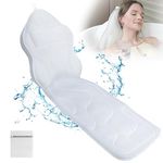 Poemland Luxury Thick Full Body Bath Pillows Mat & Cushion for Bathtub Headrest Neck Shoulder Support Comfort Relaxation Spa Accessories Perfect for a Spa Soak in Bathtub (White)