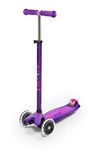 Micro Scooters | Maxi Micro LED Deluxe Children's Scooter | Big Wheels | Handlebar Adjustable | Boys & Girls | 5-12yrs | Purple