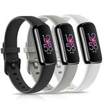 3 Pack Bands Compatible with Fitbit Luxe Bands for Women, Soft Silicone Wristband Replacement Strap for Fitbit Luxe/Luxe Special Edition Fitness Tracker (Small, 03, Black/White/Gray)