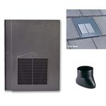 Grey Roof Tile Vent - Flat Tile Vents with Flexi Pipe Adaptor - Compatible with Sandtoft Calderdale, Russell Grampian, Redland Mini Stonewold & Marley Modern Tiles