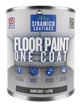 SIRAMICO COATINGS One Coat Anti-Slip Floor Paint | 1 Litres | 5 Modern Colours I Waterbased, Quick Drying Formula | White, Black, Greys (Dark Grey, 1 Liter)