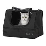 Petsfit Upgrade Portable Cat Litter Box for Travel with Lid & 2-Replaceable Waterproof Lining,Leak-Proof，Collapsible(17x13x12.5inches,Black)