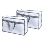 LIVIVO Set of 2 Clear PVC Storage Bags Boxes Organiser With Zips X-Large - Great for Storing Duvets Blankets, Bedding, Clothes Towels, Sweaters Toys - Under Bed Closet Wardrobe Box