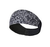 ReDesign Apparels Polyester Blend Performance Headband For Men And Women - Running, Cycling, Yoga, Tennis, Badminton & Other Sports (Gray Pattern, Grey Black)