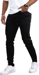 GINGTTO Skinny Jeans Men Fashion Designer Slim Fit Stretch Waist Tapered Leg(36W x 32L, Black)