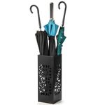 Bekith Metal Umbrella Stand for Entryway, Freestanding Square Umbrella Holder, Rain Collection Umbrella Organizer Bin, Canes Walking Sticks Holder for Home, Office, Black