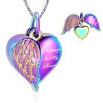 Yinplsmemory Love Heart Urn Necklace for Ashes Keepsake Memorial Cremation Jewelry Stainless Steel Angel Wing Heart Urn Locket Ashes Holder Memorial Urn Jewelry for Human/Pet Ashes, Metal, stainless