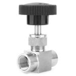 LALOCAPEYO Straight Needle Valve for Water Gas Oil for Water Gas Oil Transmission (1/4") Replacement Control Needle Valve BSPP Female Thread Stainless Steel Needle Valve (1/4")